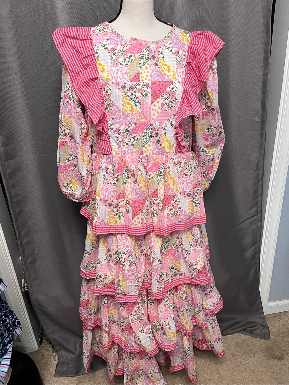 Simply Southern Pink Floral Patchwork Maxi Dress